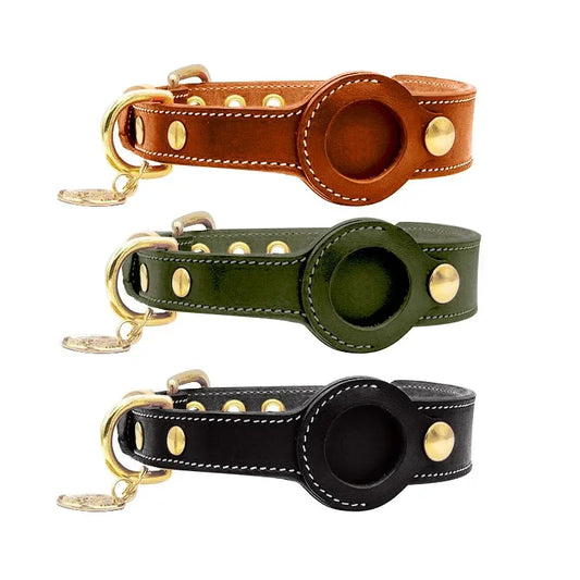 Leather AirTag Dog Collar™